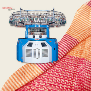 WELLKNIT LACJ Machine à tricoter circulaire à bande Jacquard et chaîne informatisée simple de 30 à 38 pouces avec 4 couleurs pour tissu Jacquard à grille