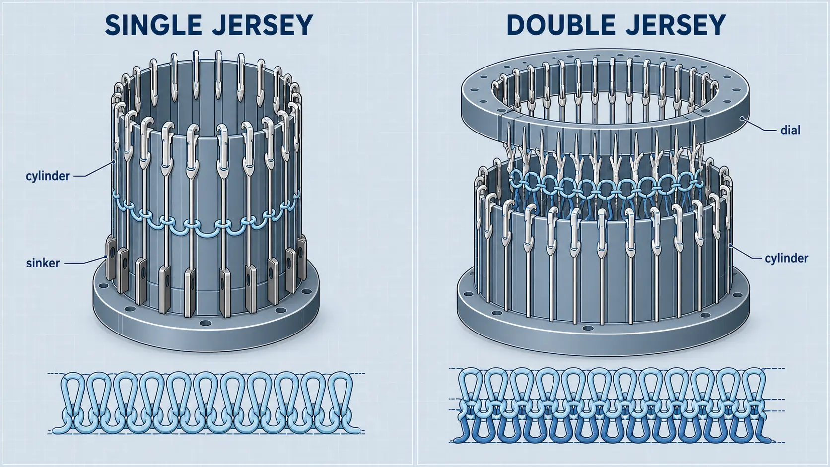 Machine à tricoter en jersey simple et machine à tricoter en jersey double : quelle est la différence